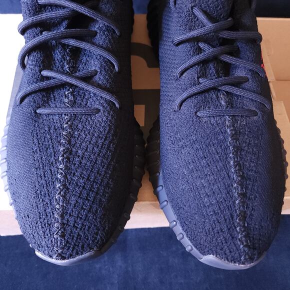 Mens Size 11.5 adidas Yeezy Boost 350 V2 Low Bred Black Shoes Authentic CP9652 - Picture 7 of 13